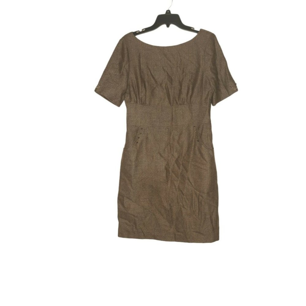 Antonio Melani Brown Academia Herringbone Wool Blend Dress 8